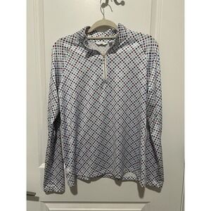 Lady Hagen 1/4 Zip Pullover‎ Top Long Sleeve Red/White/Blue Stars Medium Golfing
